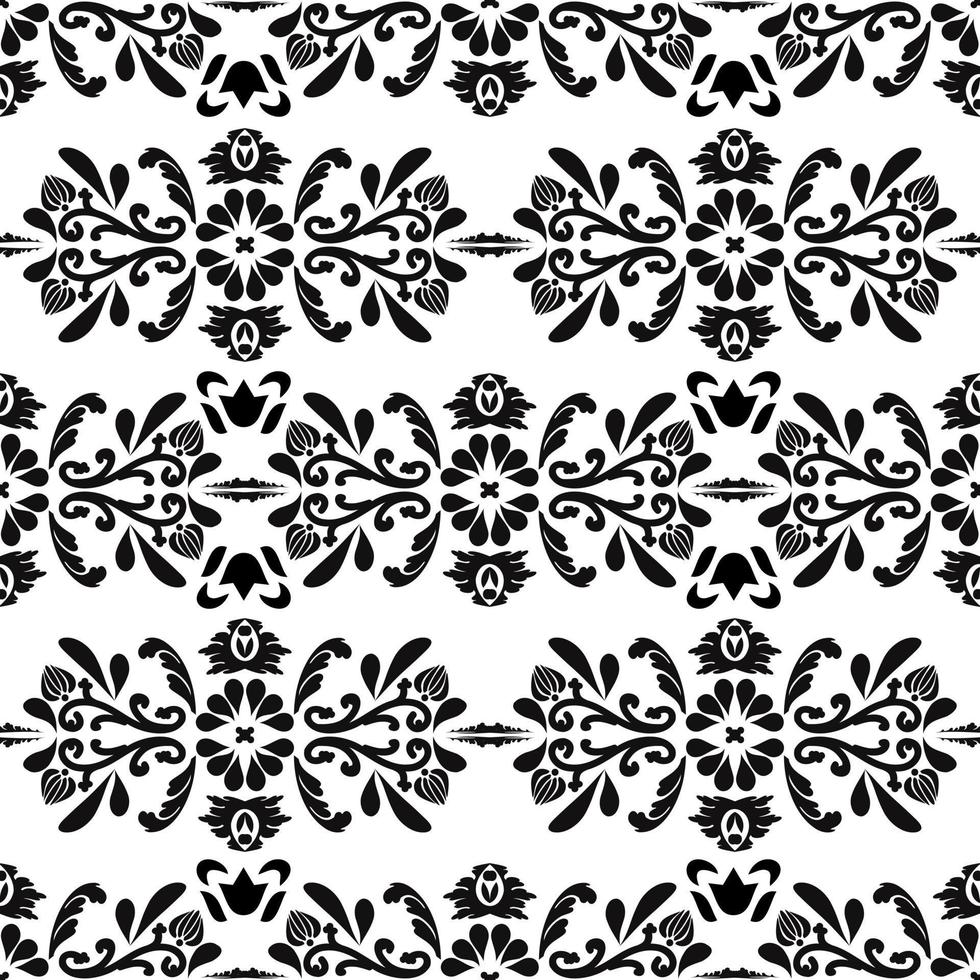 Seamless oriental pattern.Reusable floral painting stencils. For the design of wall, textile, wallpaper, wrapping or scrapbooking. Digital graphics. Black and white. vector