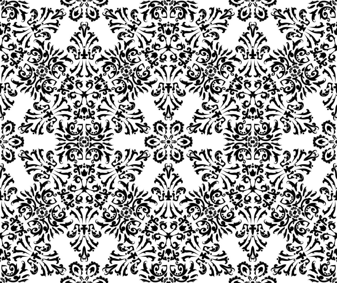 Linear Damask Seamless Vector Pattern. Black and White. Decorative texture. Mehndi patterns. For fabric, wallpaper, venetian pattern,textile, packaging.