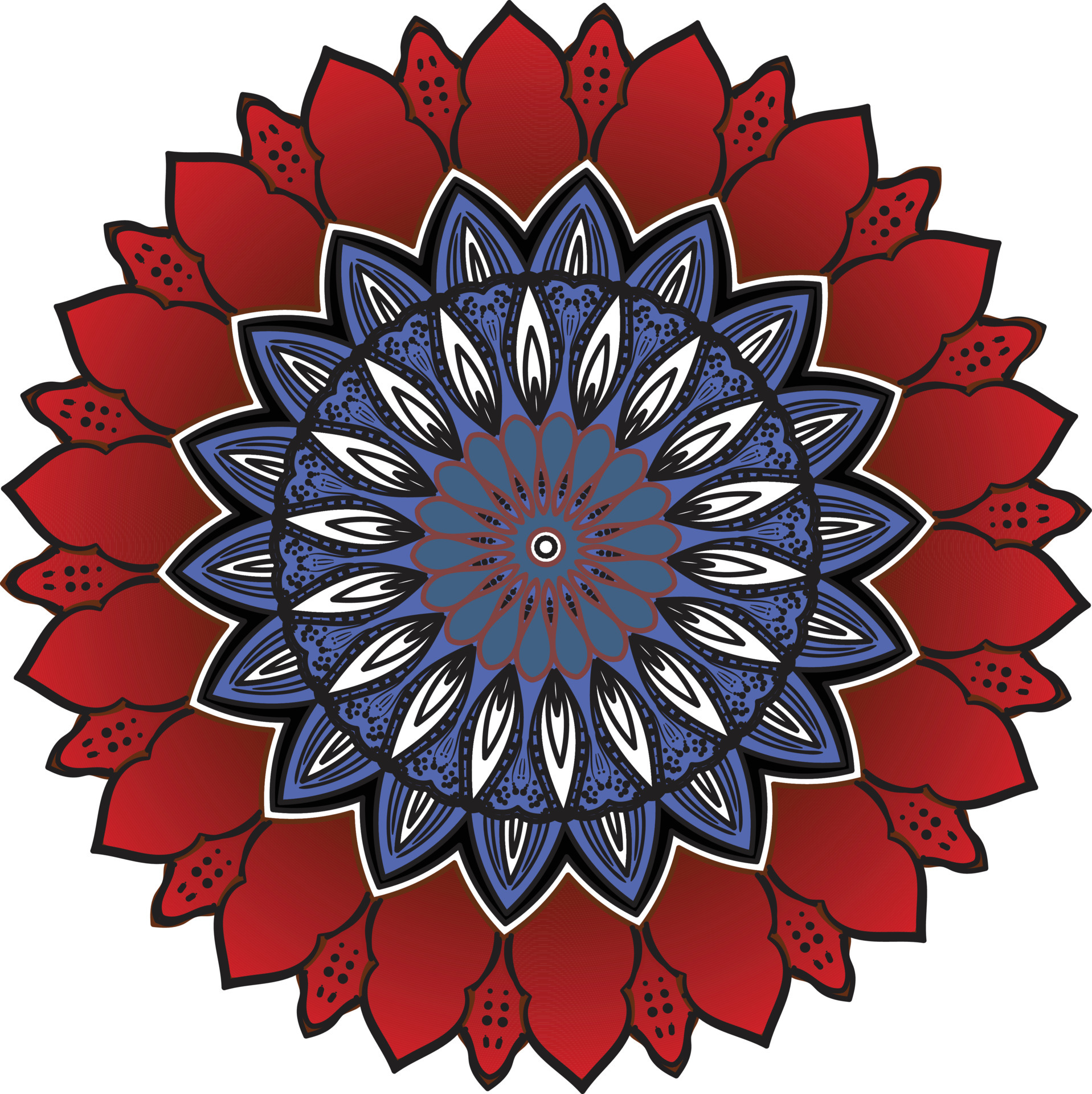 Round gradient mandala on white isolated background. Vector boho ...