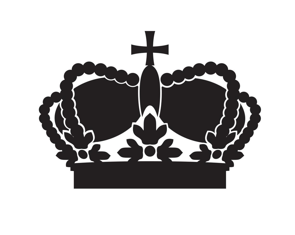 Shape of black vector king crown and icon. Vector Illustration.