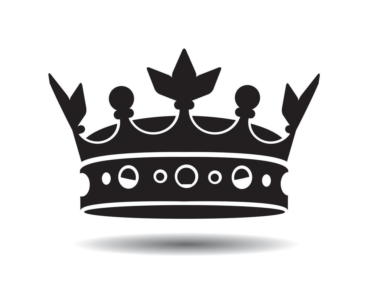 Shape of black vector king crown and icon. Vector Illustration.