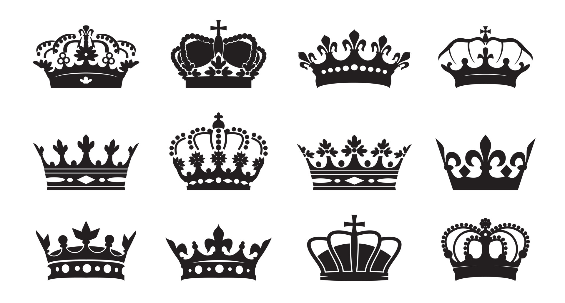 Set vector king crowns icon on white background. Vector Illustration.  Emblem and Royal symbols. 6761833 Vector Art at Vecteezy