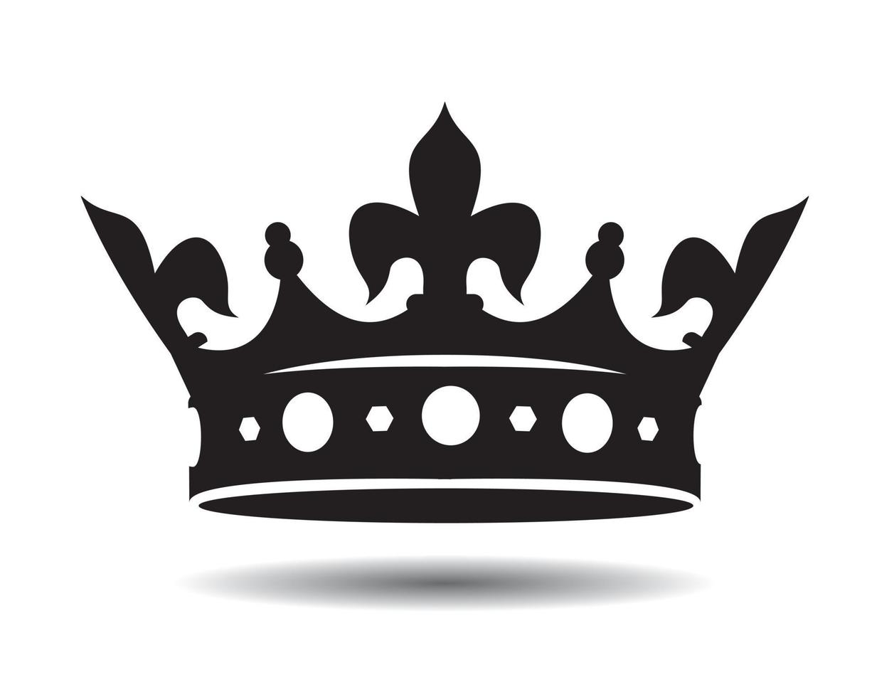 Shape of black vector king crown and icon. Vector Illustration.