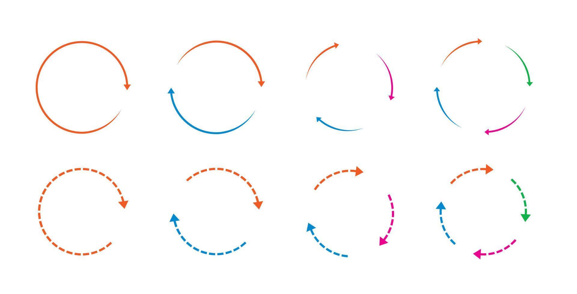 Set of colour circle arrows. Vector Icons