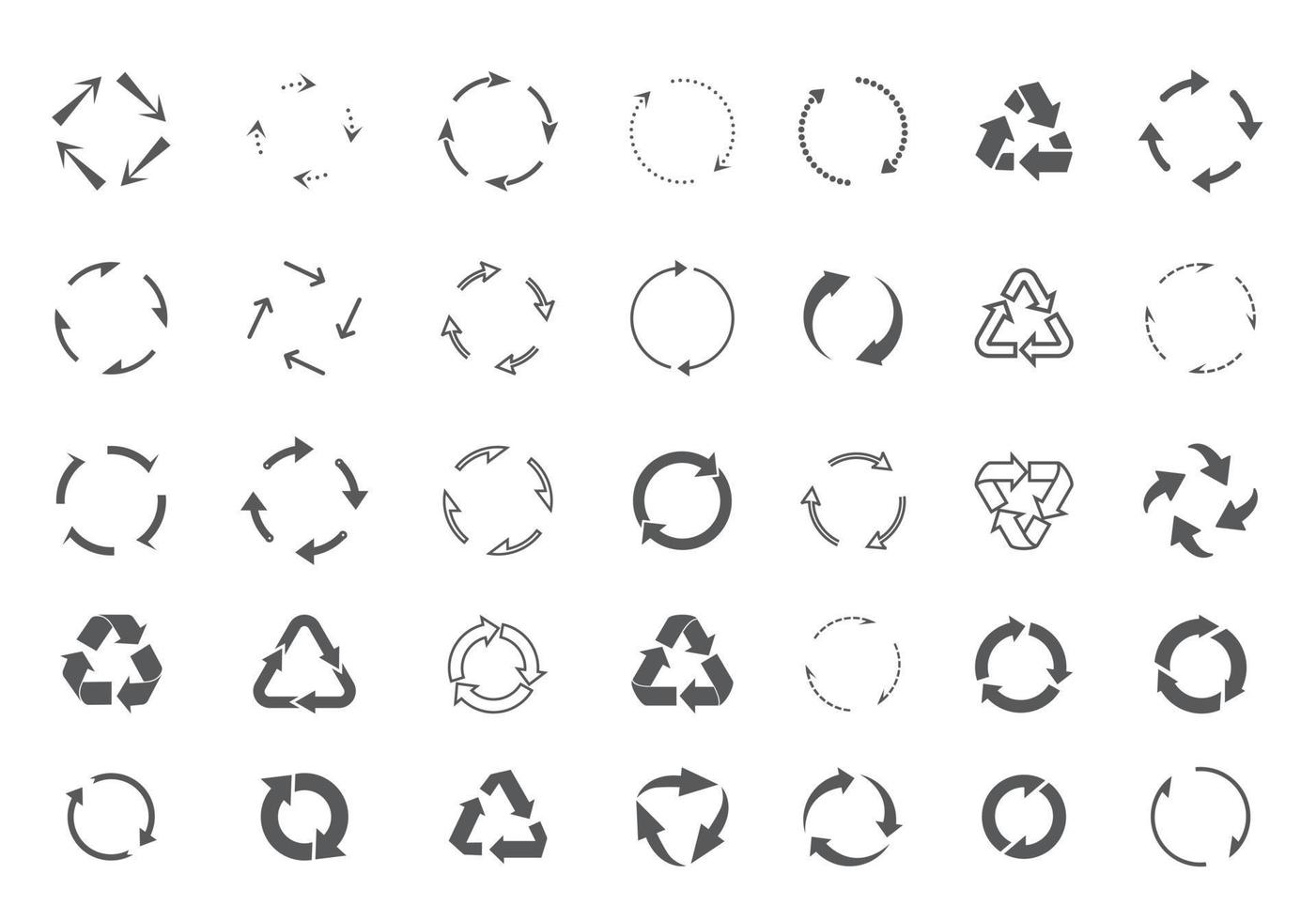 Set of grey circle arrows on white background. Vector Icons.