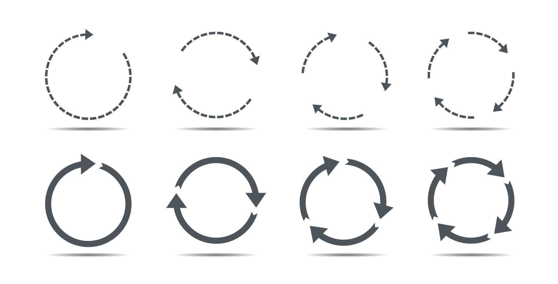 Set of grey circle arrows. Vector Icons