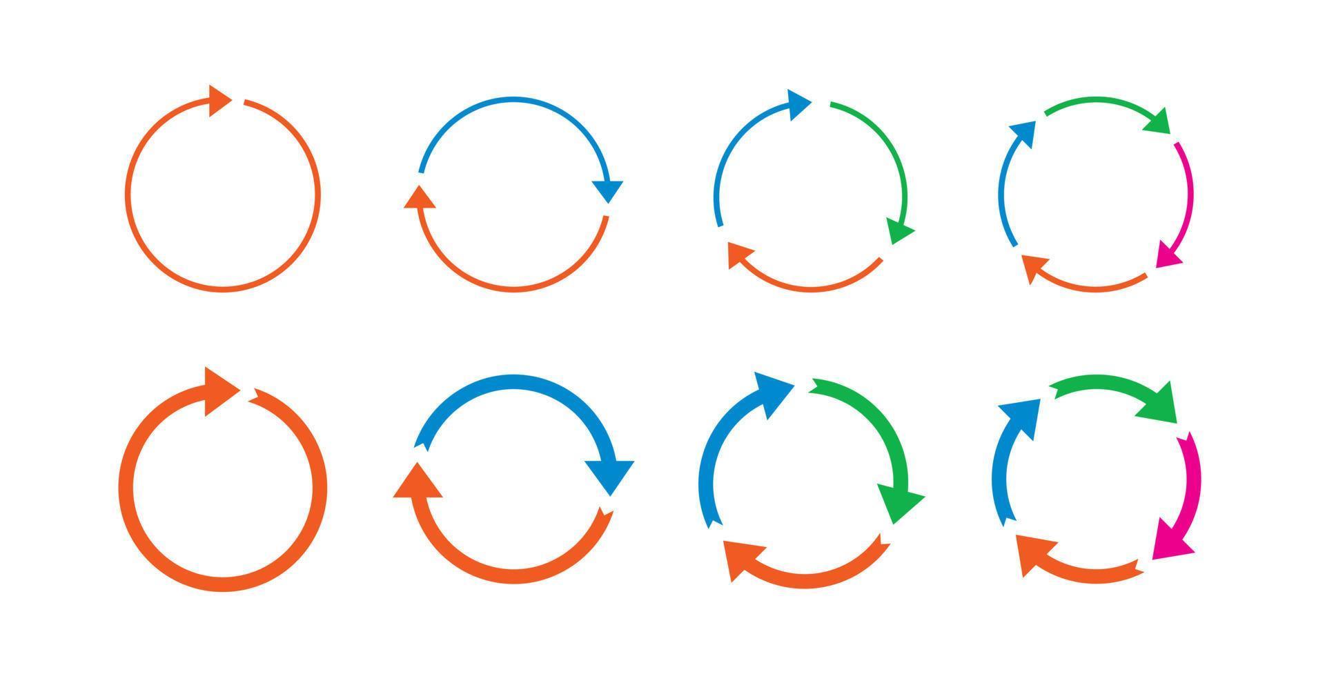 Set of colour circle arrows. Vector Icons