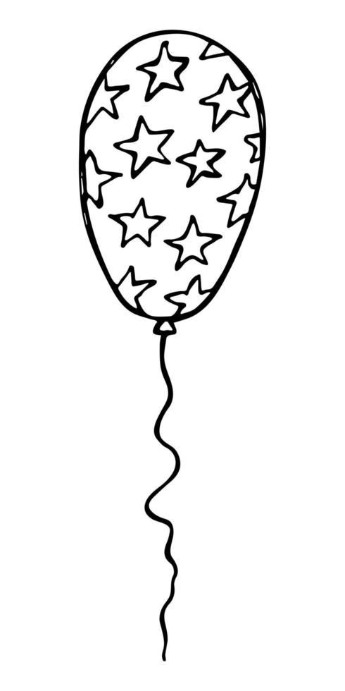 Hand drawn flying balloon illustration isolated on a white background. Birthday party balloon doodle. Holiday clipart. vector