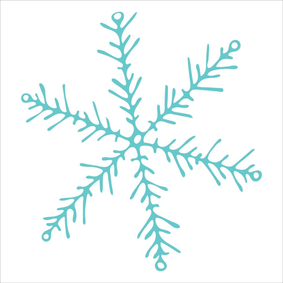 Cute hand drawn snowflake clipart. Vector doodle illustration isolated on white background. Christmas and New Year modern design. For print, web, design, decoration, logo.