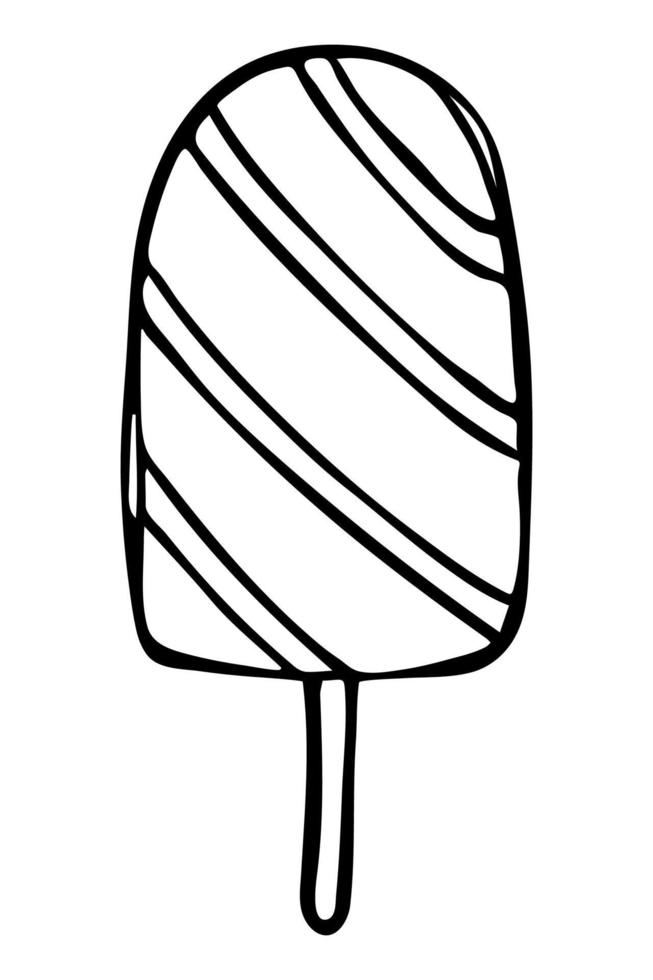 Vector hand drawn ice cream illustration isolated on white backgrounds. Cute dessert clipart. For print, web, design, decor, logo.