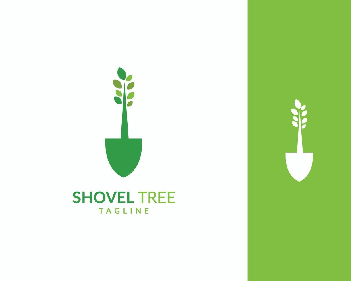 shovel tree nature green logo design template vector