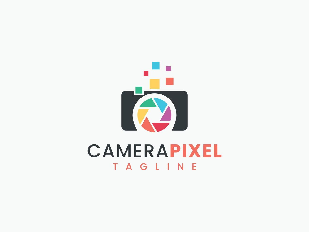 creative camera pixel colorful logo design template vector