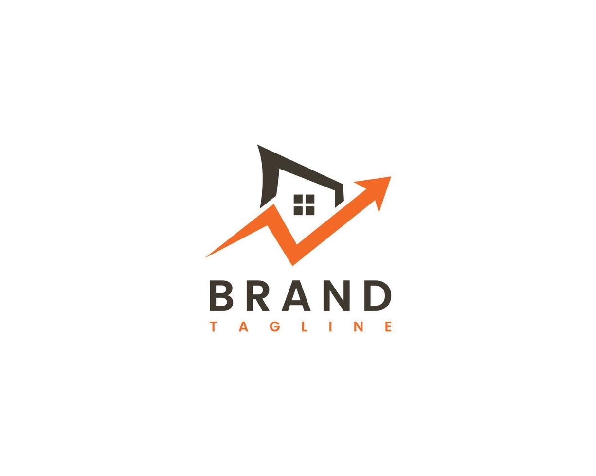 marketing inmobiliario y plantilla de logotipo seo, concepto de casa y flecha vector
