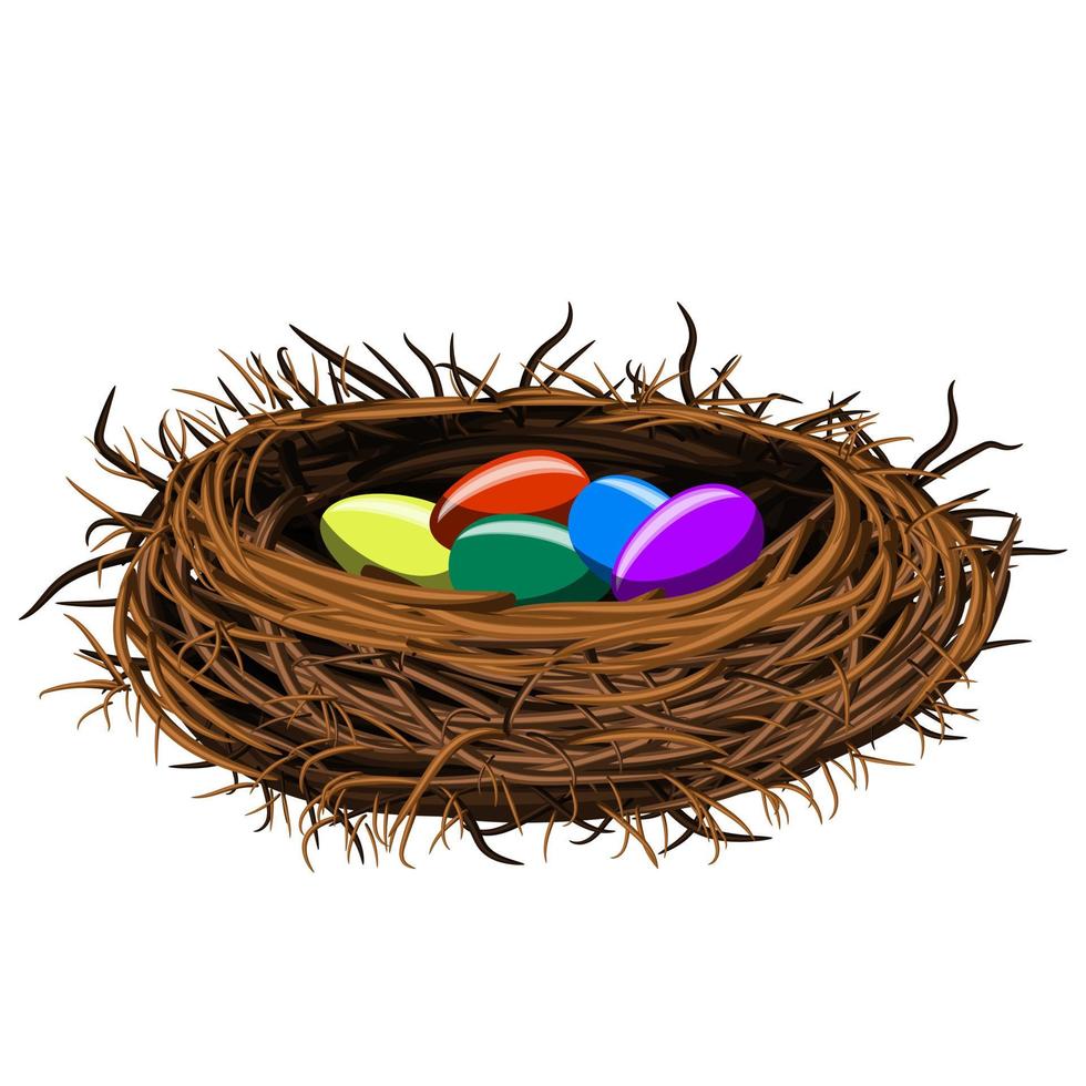 Vector image of a bird's nest with eggs. EPS 10