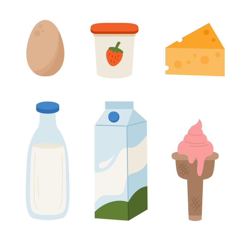 Dairy products vector illustration collection