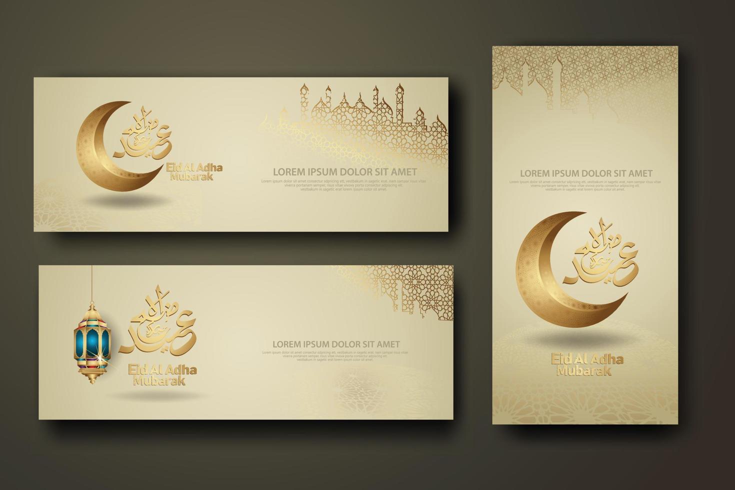 eid al adha y hajj mabrour caligrafía islámica, establecer plantilla de banner vector