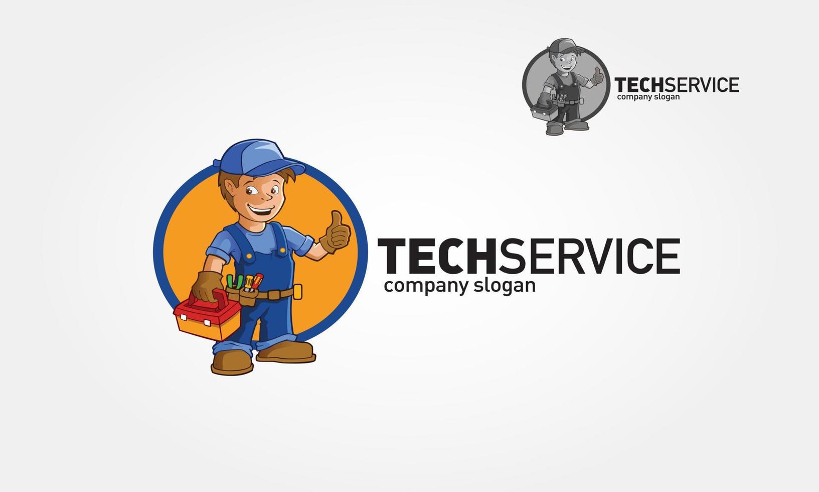 Tech Service Vector Logo Illustration. Handyman Services logo template 2.0 for Your Company.