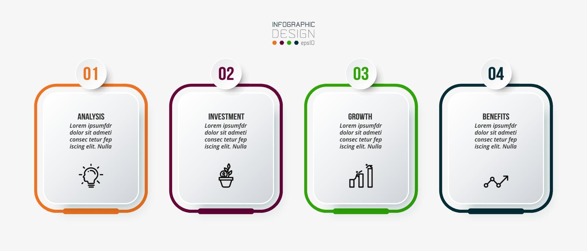 concepto de negocio de plantilla infográfica con paso. vector