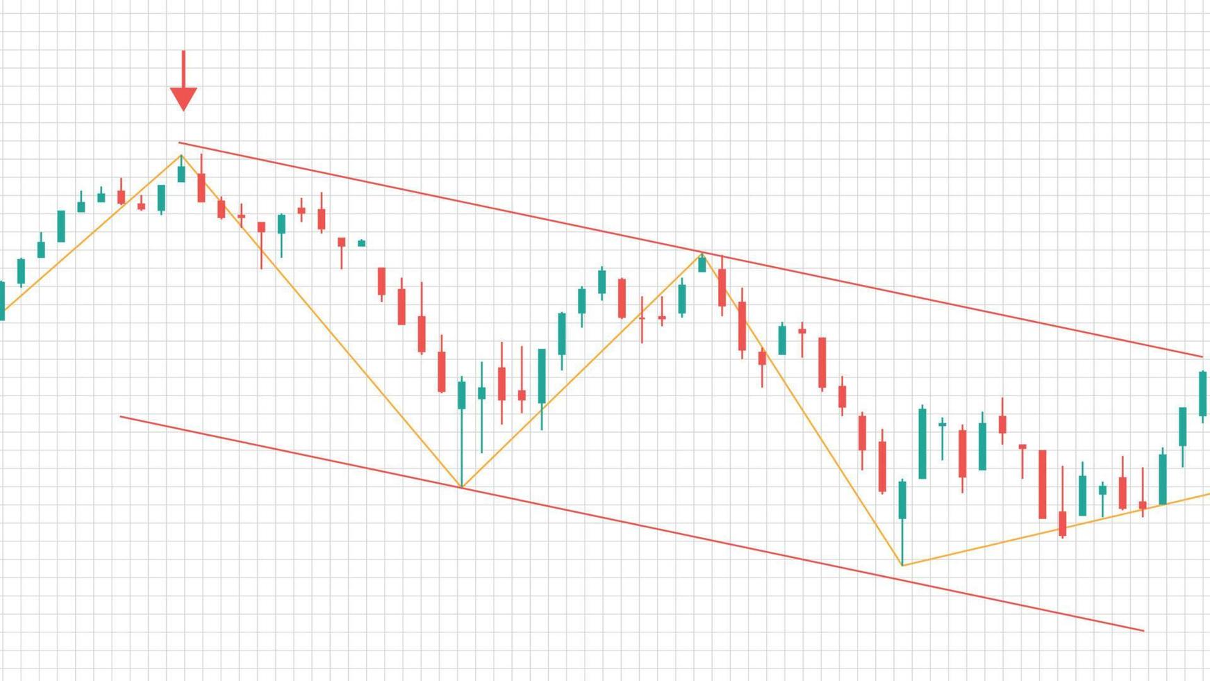 abstract background of downtrend stock market chart graph on white background vector