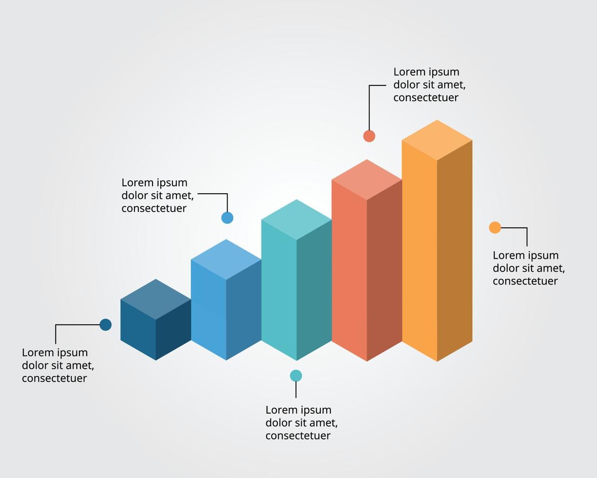 Graph template for infographic for presentation for 5 element vector