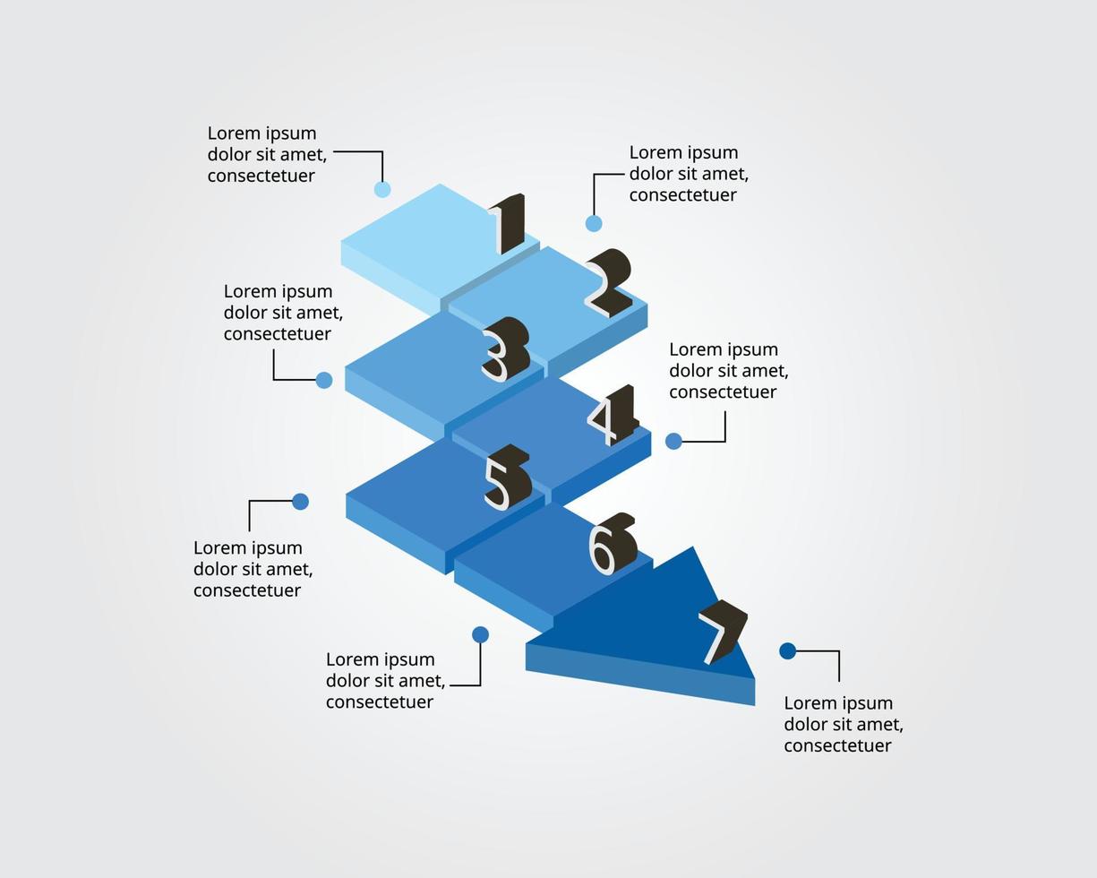 arrow step template for infographic for presentation for 7 element vector