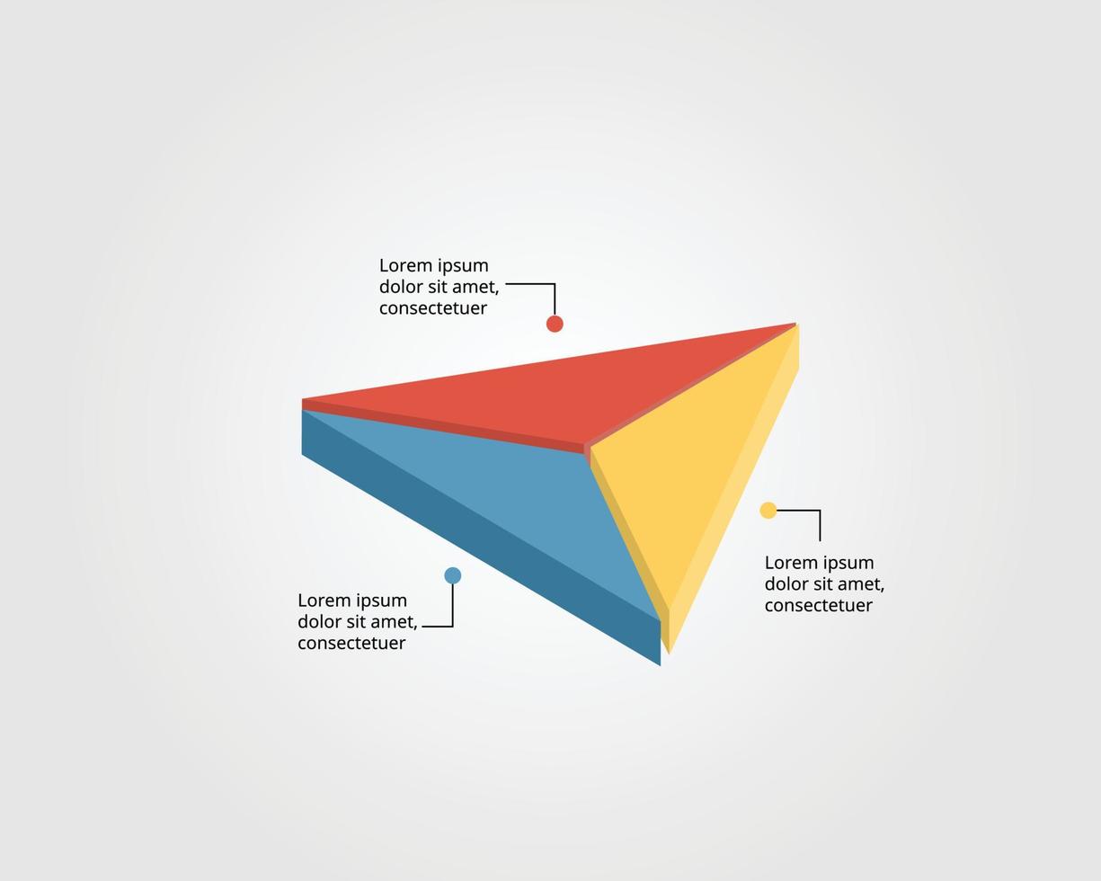 Triangle template for infographic for presentation for 3 element vector