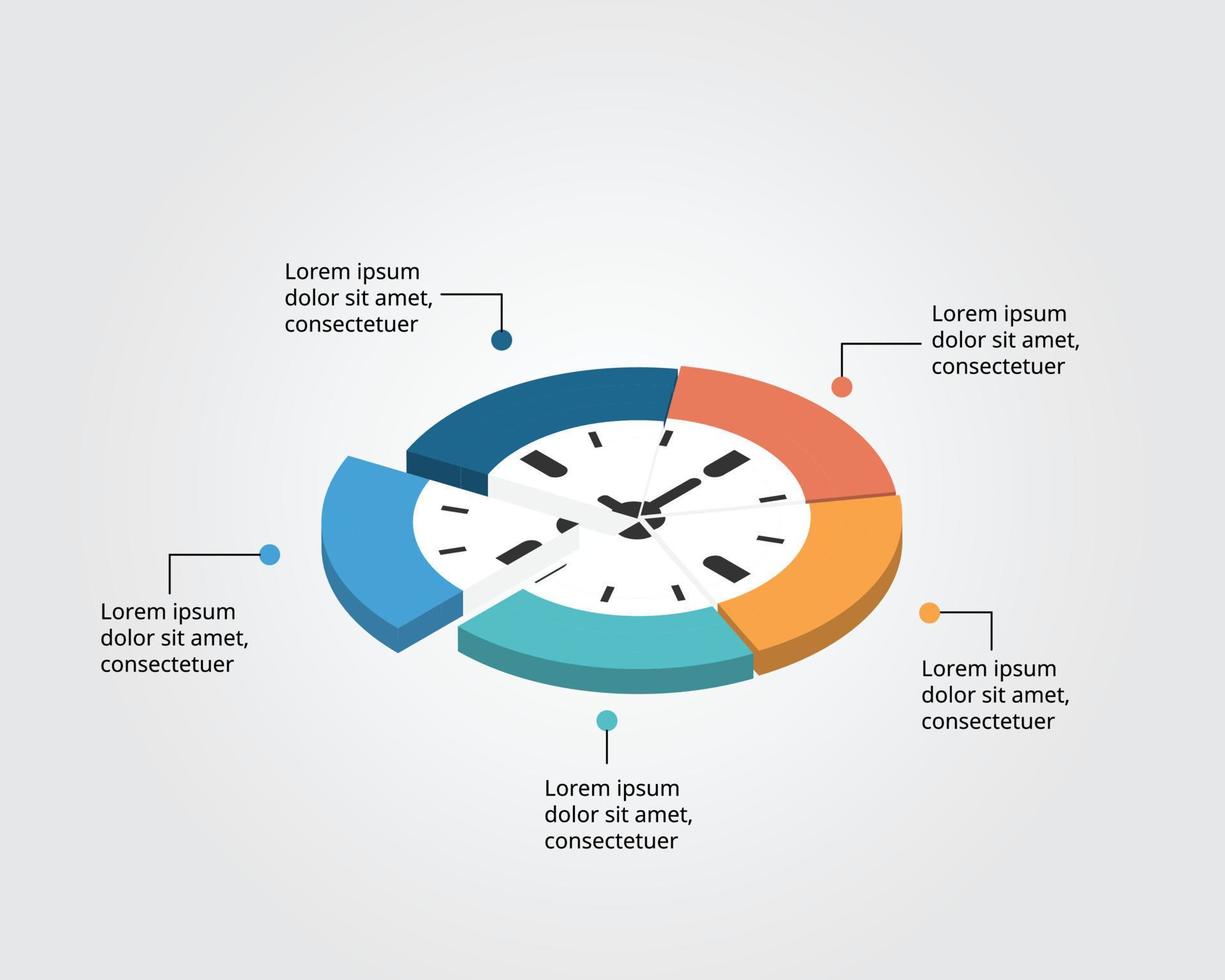 plantilla de tiempo para infografía para presentación de 5 elementos vector