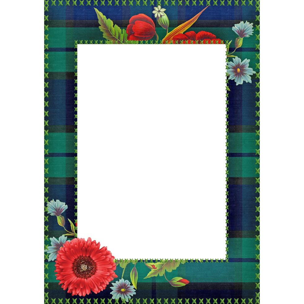 Floral frame, elegant illustration with flowers, leaves and branches used in various invitations, with space to put text. photo