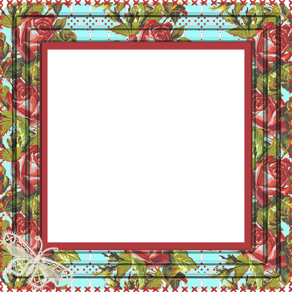 Floral frame, elegant illustration with flowers, leaves and branches used in various invitations, with space to put text. photo