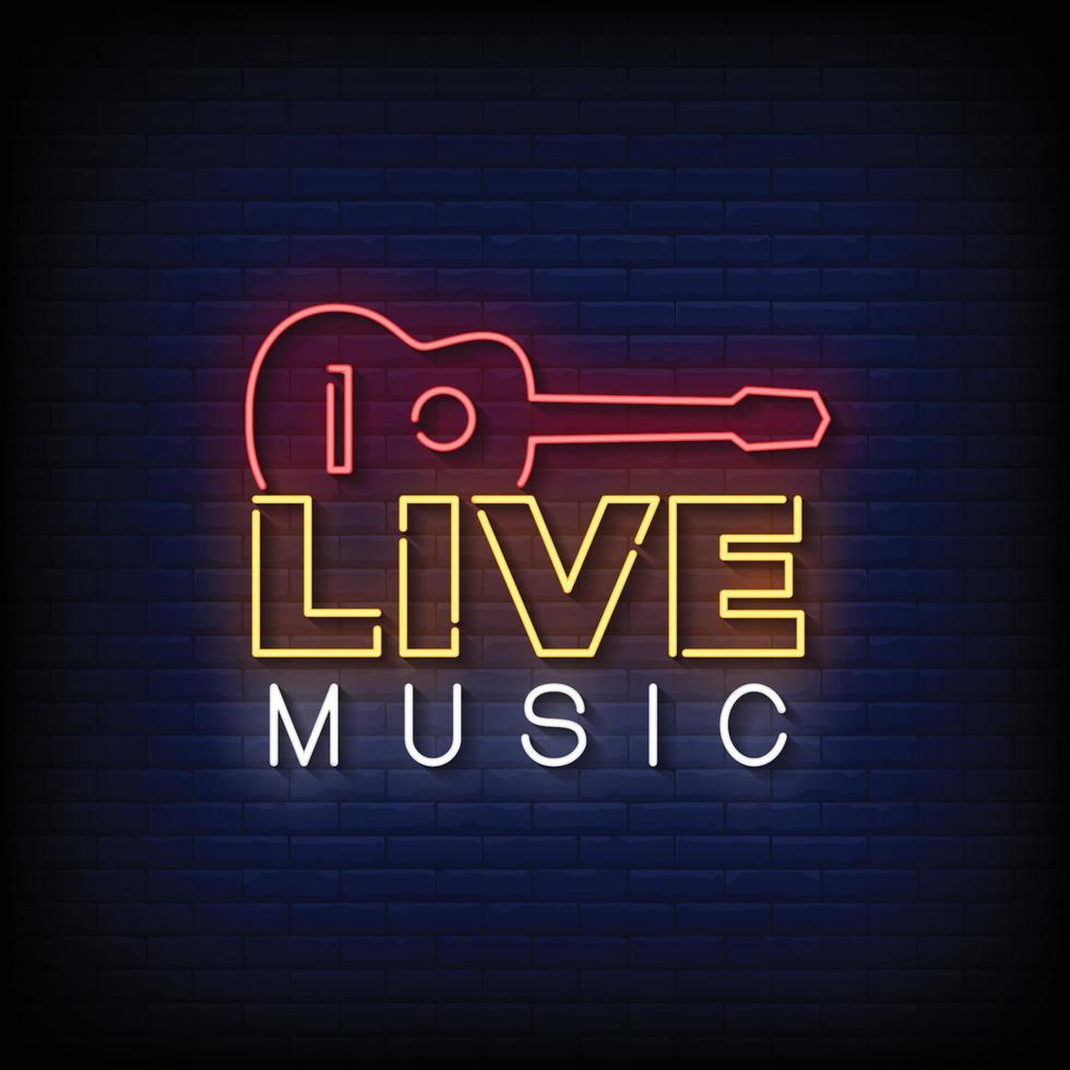 Live Music Neon Signs Style Text Vector