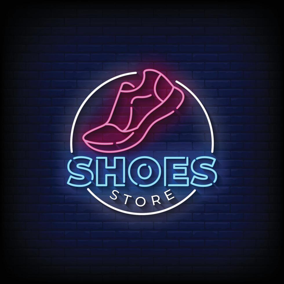 Shoes Store Neon Signs Style Text Vector