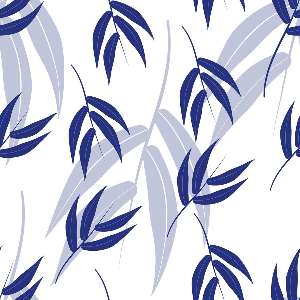 seamless pattern with bamboo indigo leaves vector