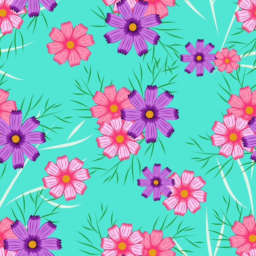 seamless pattern with cosmos flowers vector