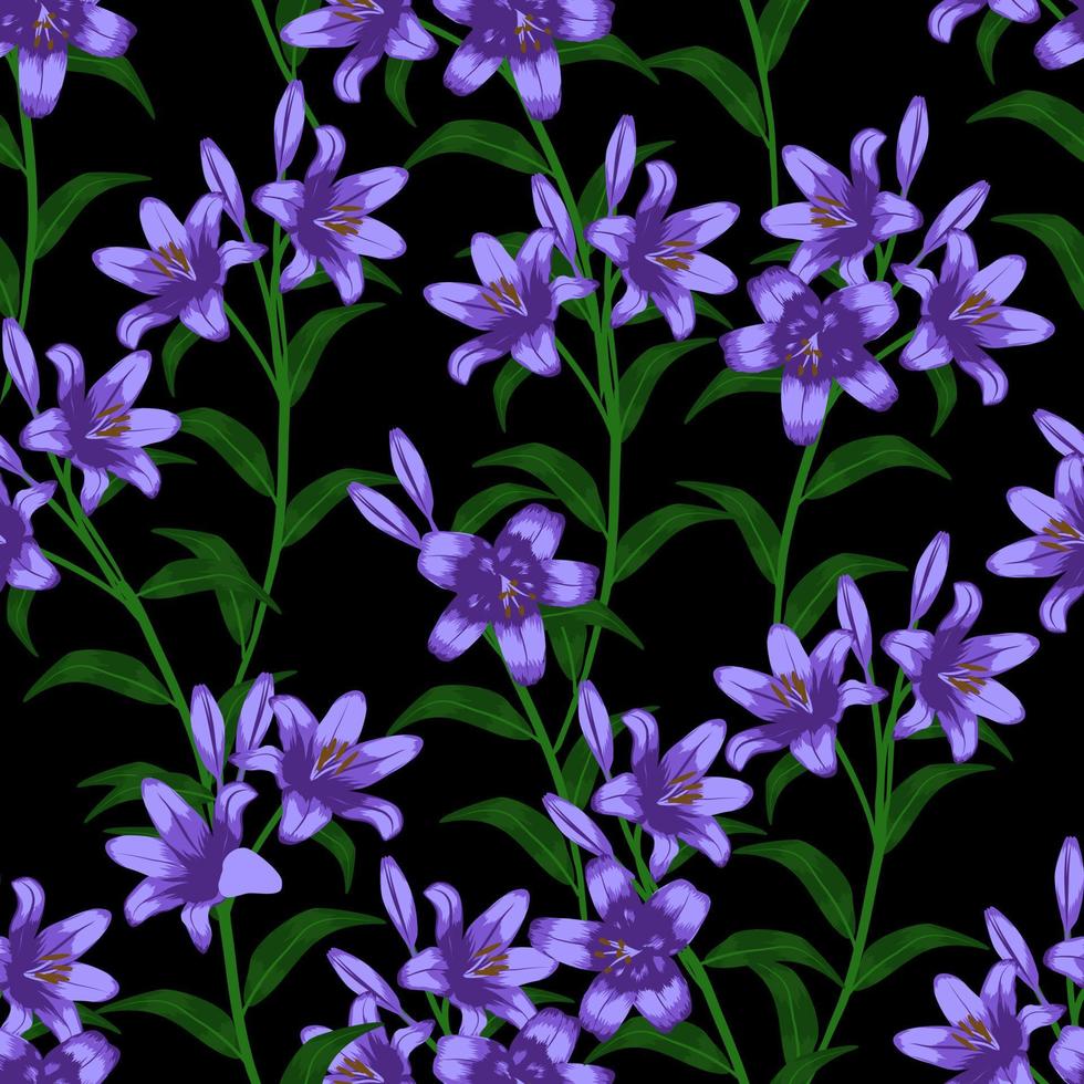 purple lily seamless pattern background vector