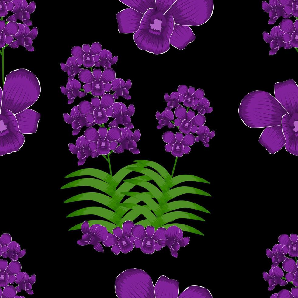 el patrón sin fisuras de la orquídea púrpura vector