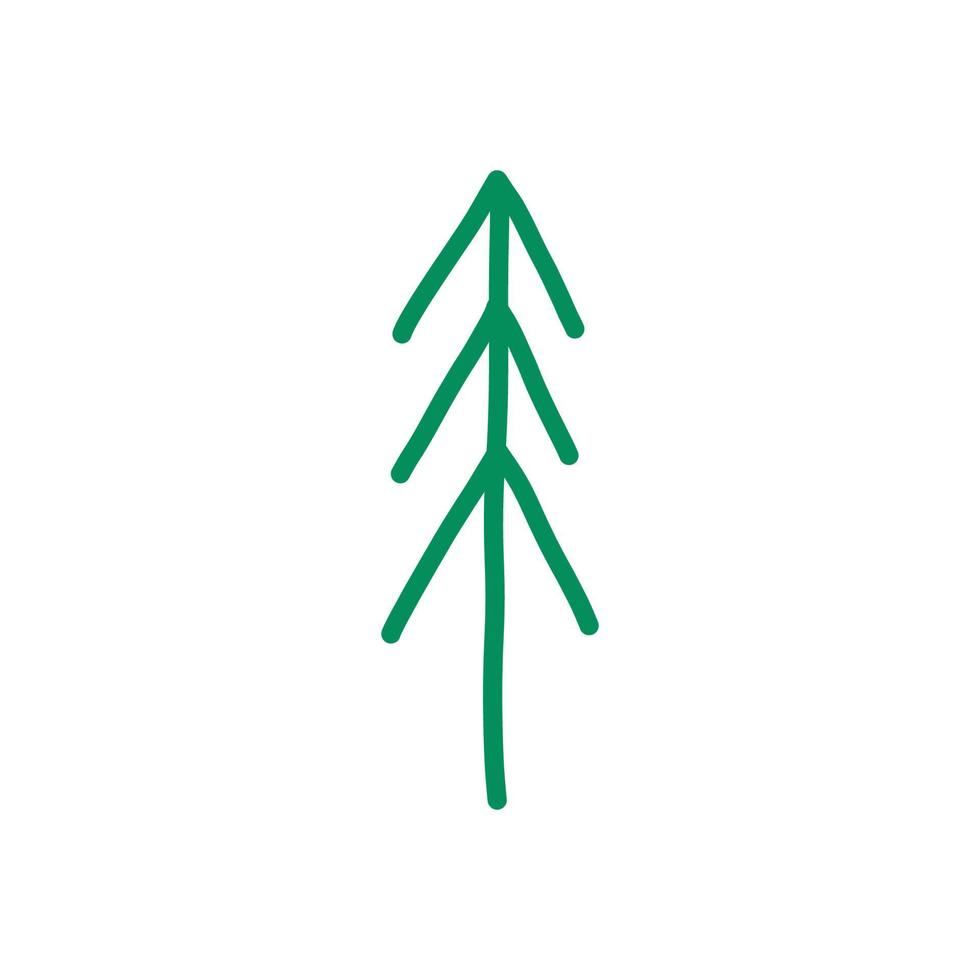 Simple and minimalist Christmas tree, flat vector illustration isolated on white background. Hand drawn boho or scandinavian winter element.