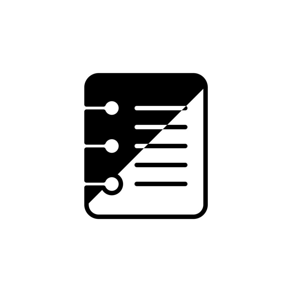Notes, Notepad, Notebook, Memo, Diary, Paper Solid Line Icon Vector Illustration Logo Template. Suitable For Many Purposes.