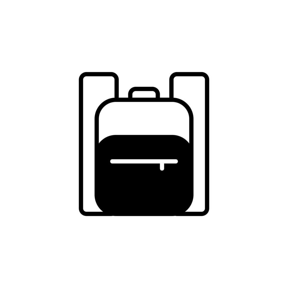 mochila, escuela, mochila, mochila línea sólida icono vector ilustración logotipo plantilla. adecuado para muchos propósitos.