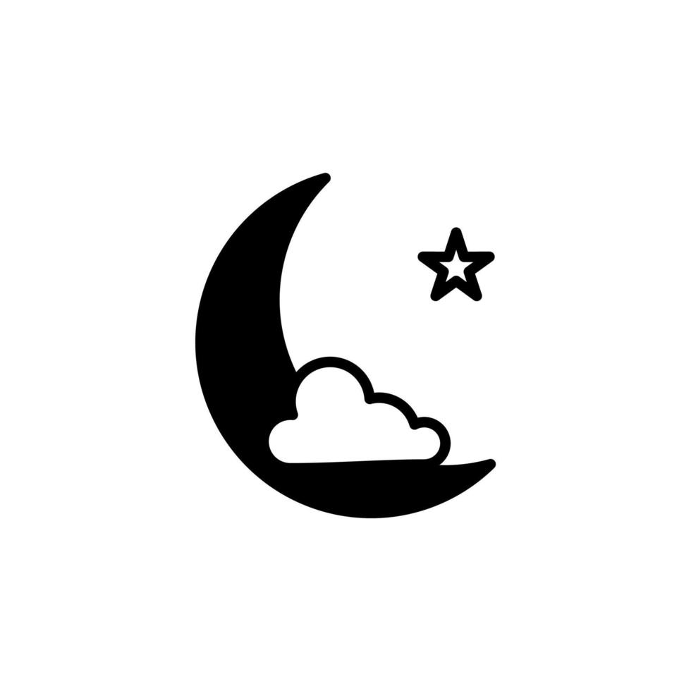 Moon, Night, Moonlight, Midnight Solid Line Icon Vector Illustration Logo Template. Suitable For Many Purposes.