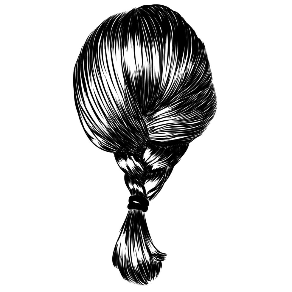 short hair braid illustration. vector