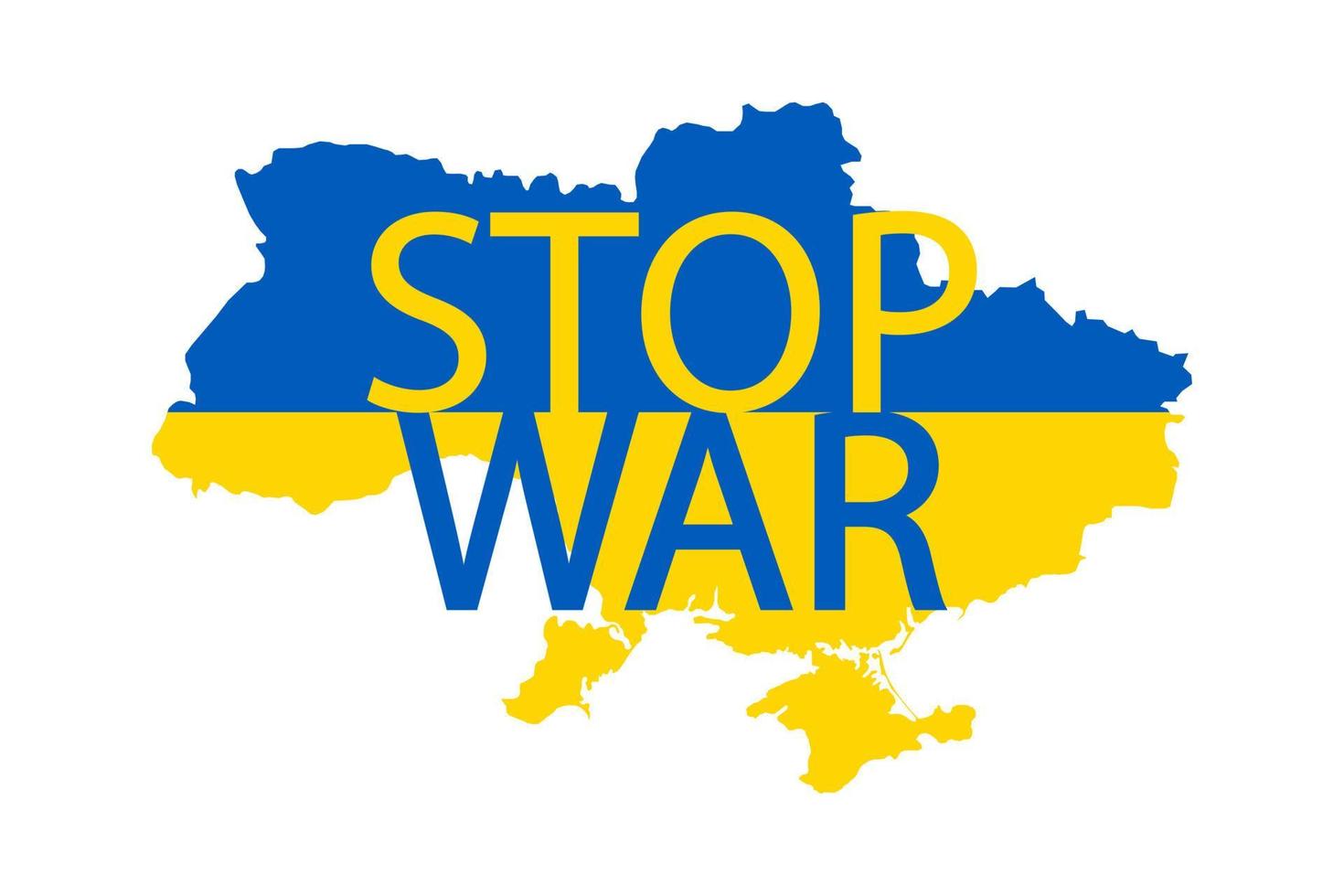 Ukraine map with STOP WAR word. Vector Illustration.