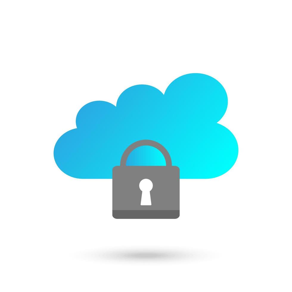 Cloud security flat design black icon vector