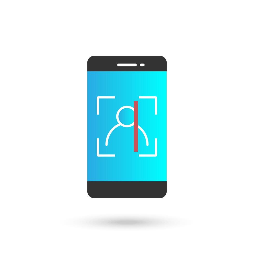 Face id on Phone screen Flat Design Icon vector