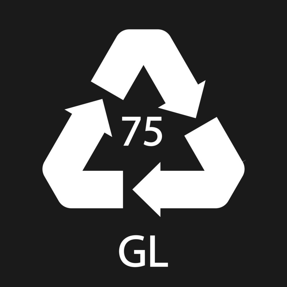 Low Lead Glass. Glass recycling code 75 GL. Vector illustration