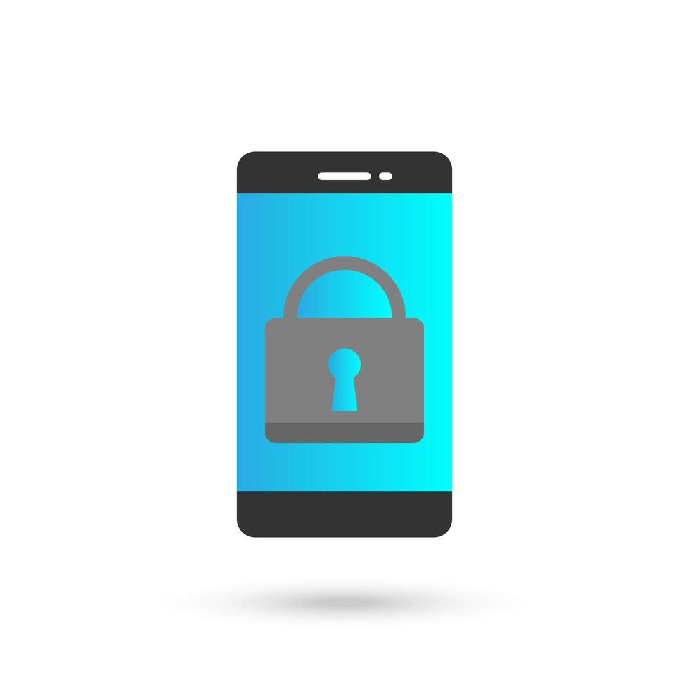 Closed Padlock Security Phone Flat Black Icon vector