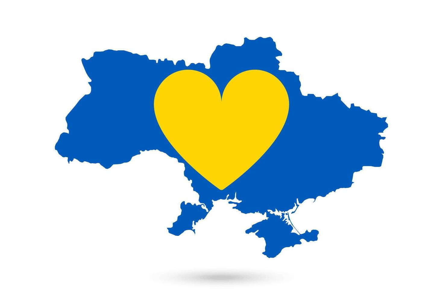 Ukraine map with heart icon. Vector Illustration.