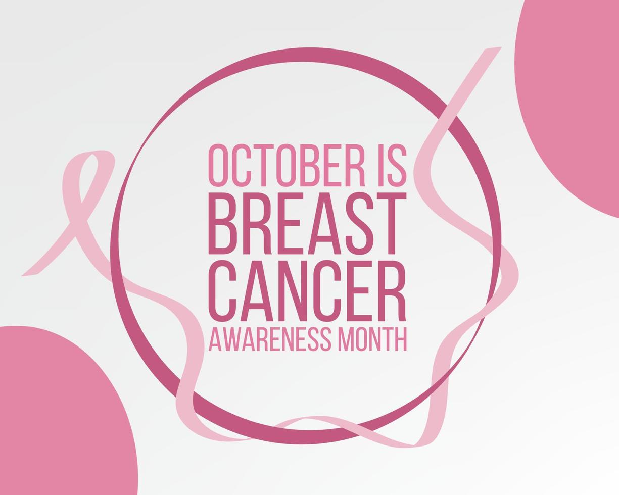 mes de la conciencia del cáncer de mama. banner con conciencia de cinta rosa y texto. ilustración vectorial vector