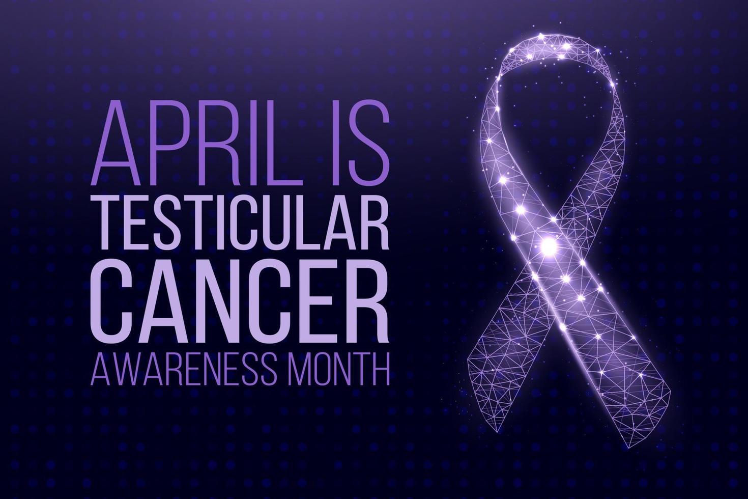 Testicular cancer awareness month concept. Banner with purple ribbon awareness and text. Vector illustration.