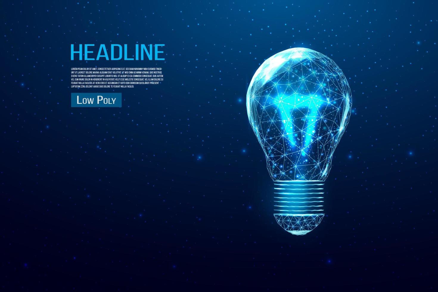 Wireframe polygonal lightbulb. Internet technology network, business idea concept with glowing low poly bulb. Futuristic modern abstract. Vector illustration.