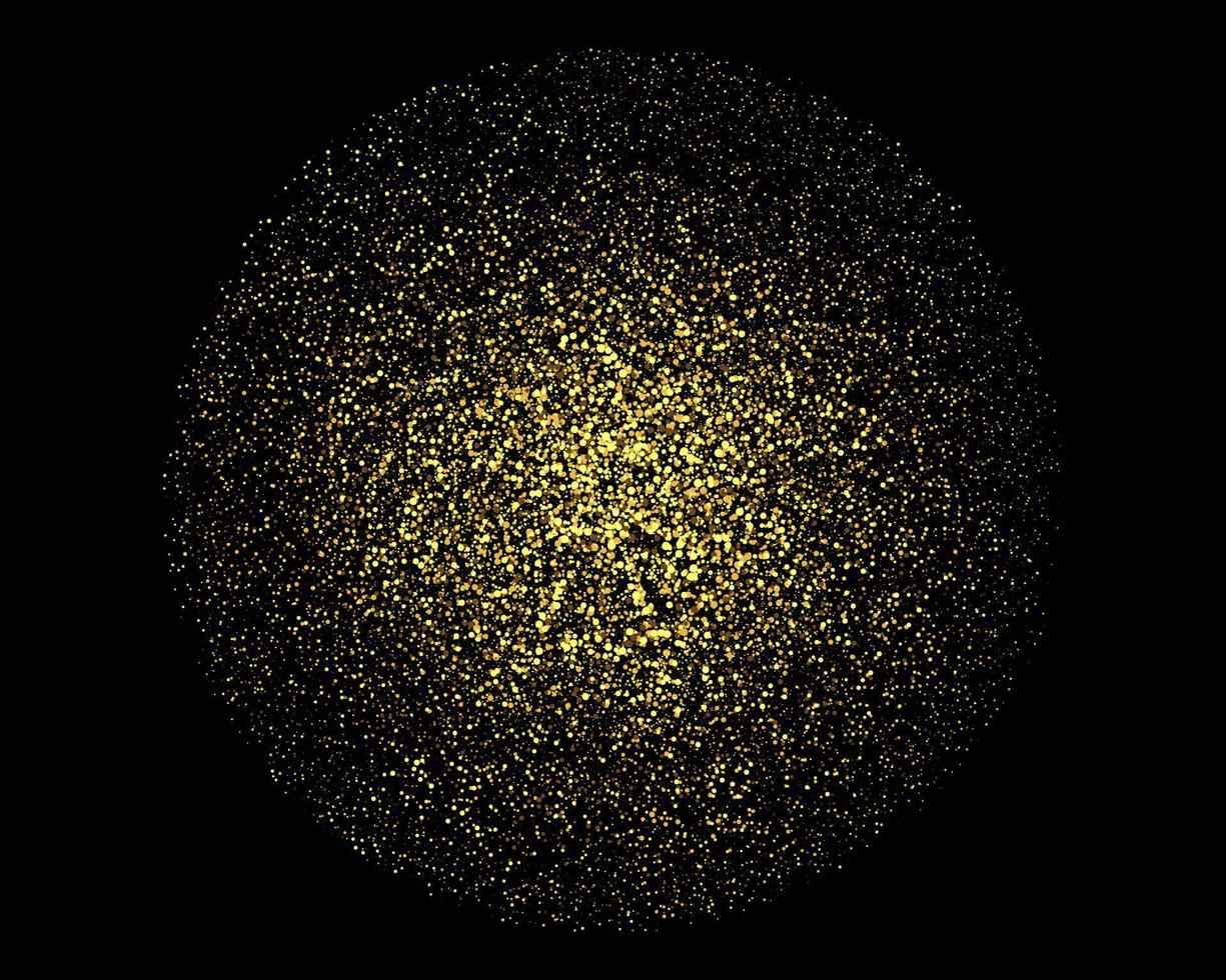 Gold glittering dots, sparkles, particles and stars on a black background. vector